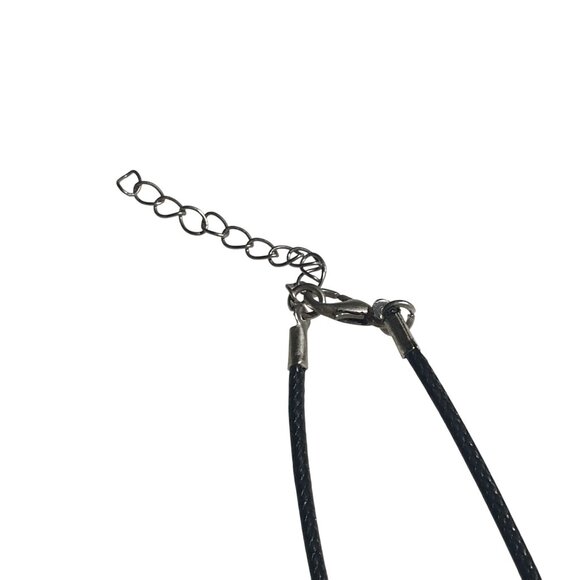 White Stone Pendant Pendulum Necklace On Black Cord Stylish Simple Design Spirit - Picture 2 of 6